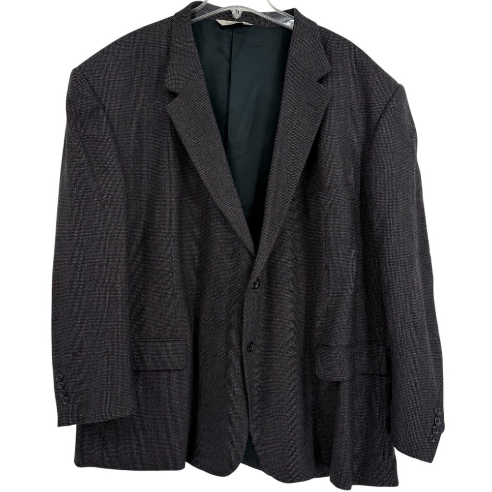 Pronto Uomo Suit Coat Blazer Gray Blue Size 56 R 100% Lambswool Two-button